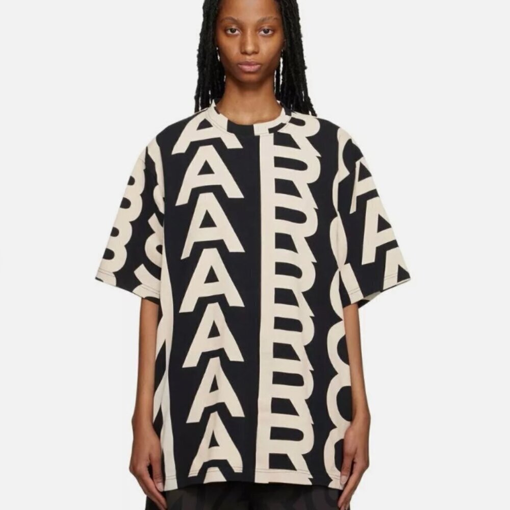 NEW! Marc Jacobs The Monogram Big Tee -Unisex -BLACK/IVORY - Picture 6 of 10